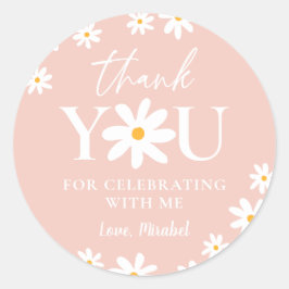 Adesivo Margarida Rosa-Rosa-Blush de Boho-primeiro anivers