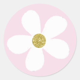 Adesivo Margarida Simples Branca Rosa Dourada