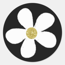 Adesivo Margarida Simples Preta Branca Dourada
