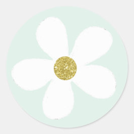 Adesivo Margarida Simples Verde Branca Dourada