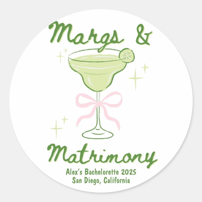 Adesivo Margs & Matrimony Bachelorette Personalizado (Frente)