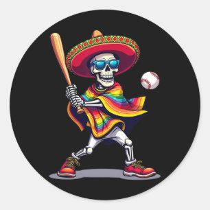 Adesivo Mariachi Skeleton Baseball Cinco De Mayo Mexicano 