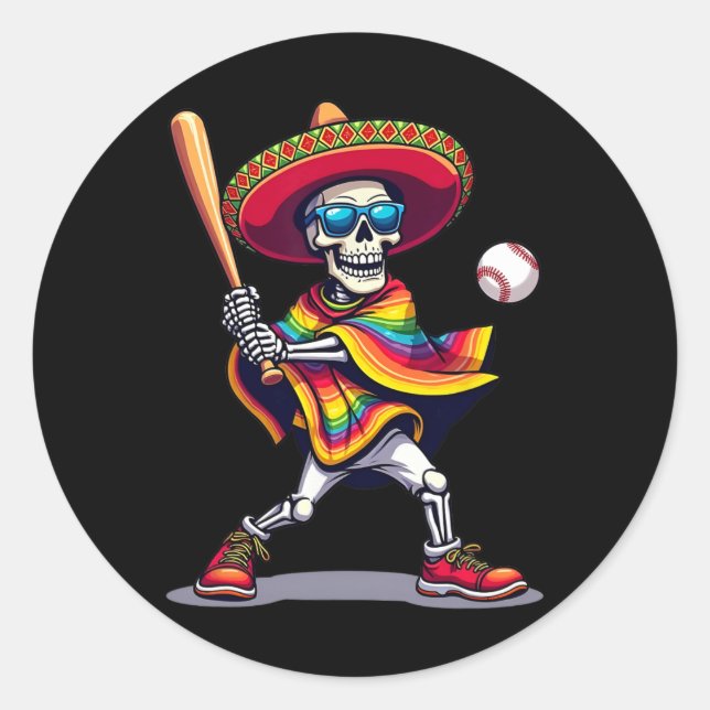 Adesivo Mariachi Skeleton Baseball Cinco De Mayo Mexicano  (Frente)