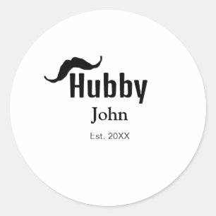 Adesivo marido Hubby adiciona nome data ano bigode simples