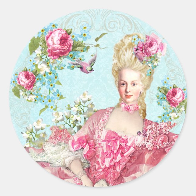 Adesivo Marie Antoinette,French,Paris,pink,roses,portrait (Frente)