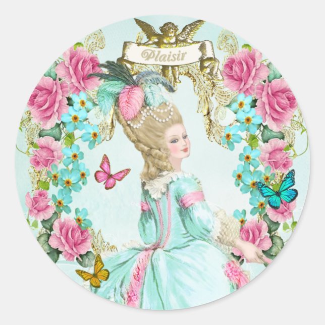 Adesivo Marie Antoinette,Paris,shabby,butterfly,rose (Frente)