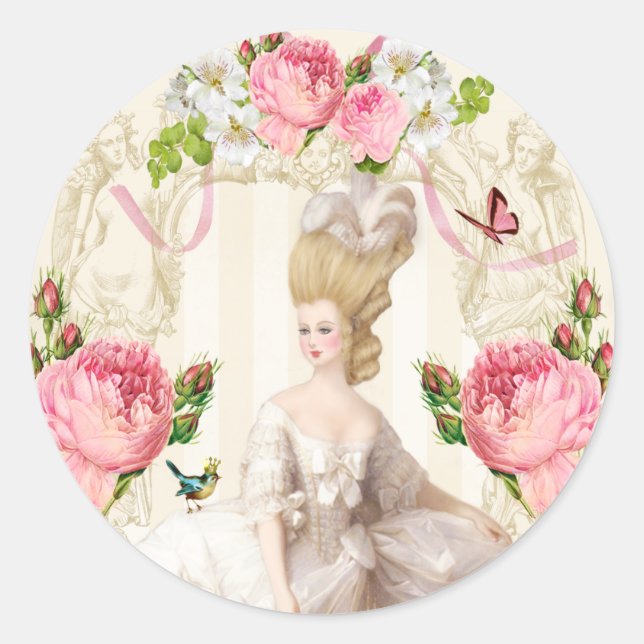 Adesivo Marie Antoinette White Dress& Pink Roses (Frente)