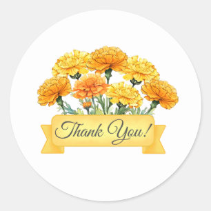 Adesivo Marigold Flowers Floral Obrigado