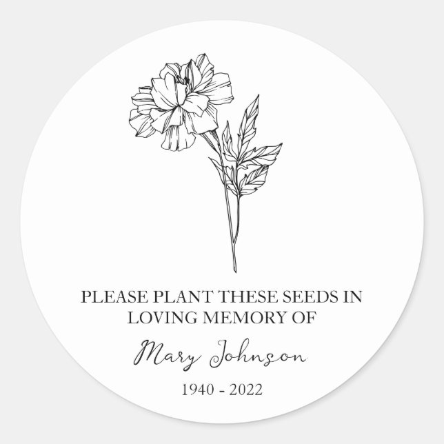Adesivo Marigold Memorial Funeral Seed Packet (Frente)