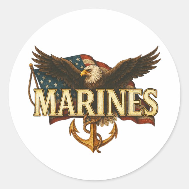 Adesivo Marines With Eagle and Flag (Frente)