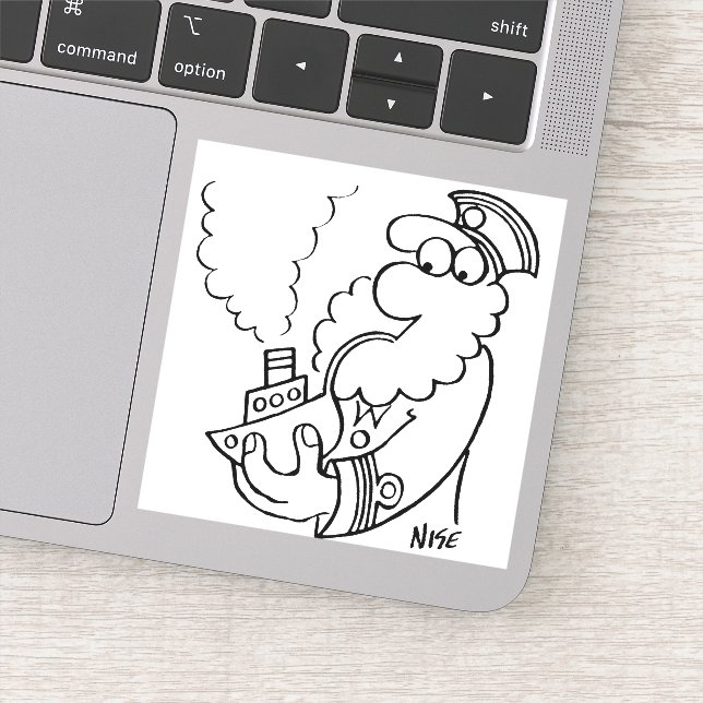 Adesivo Marinheiro Fumando uma tubulação em forma de navio (Detalhe)