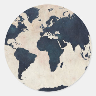 Adesivo Marinho afligido mapa do mundo