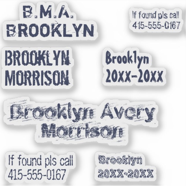 Adesivo Marinho Azul 7 Textos Personalizados Nome Escola D (Frente)