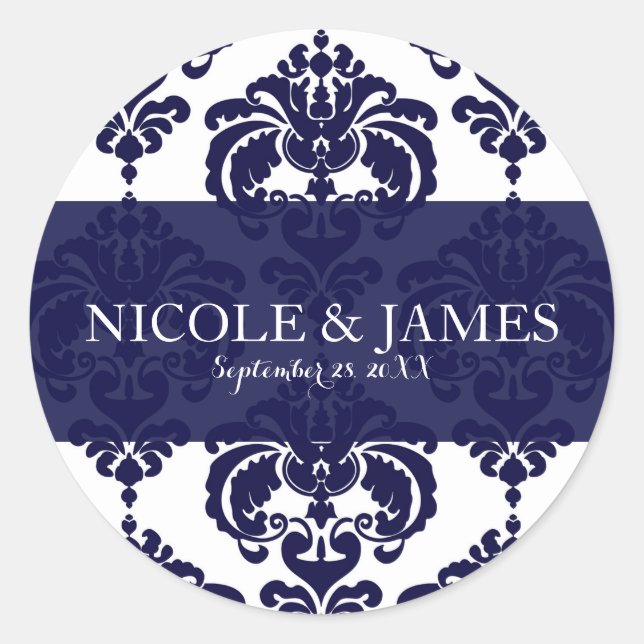 Adesivo Marinho Azul Branco Damasco Casamento vintage Favo (Frente)