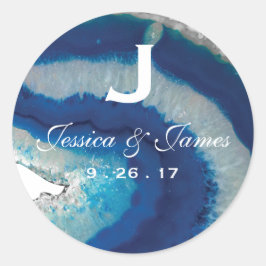 Adesivo Marinho Azul Casamento Data do Monograma | Agate