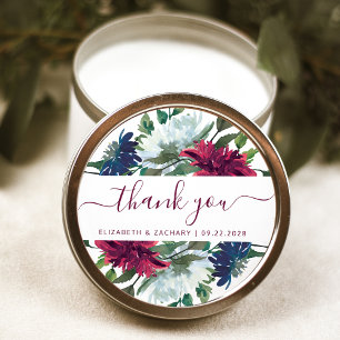 Adesivo Marinho Azul Casamento Floral Obrigado