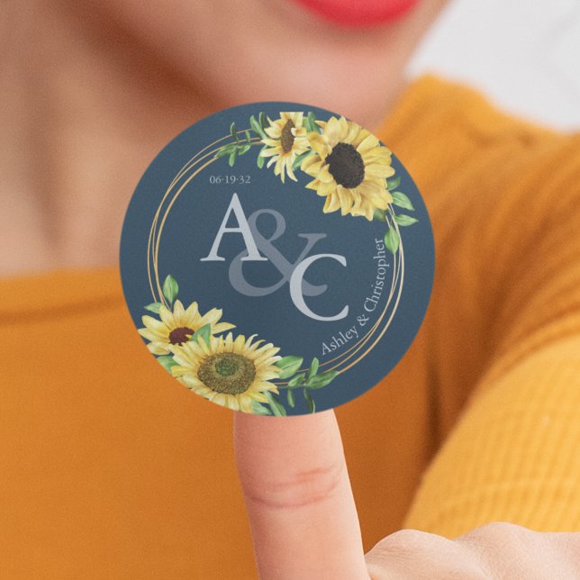 Adesivo Marinho Azul ・ Casamento Moderno Elegante (Criador carregado)