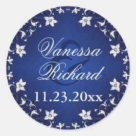 Adesivo Marinho Azul, Cinza Prateada Vinheta Floral
