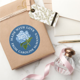 Adesivo Marinho Azul com Hydrangea Branca Feita com Amor