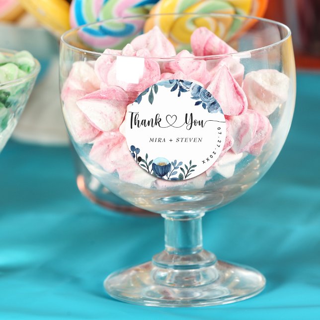 Adesivo Marinho azul, cor d'água, obrigado de casamento fl (Criador carregado)