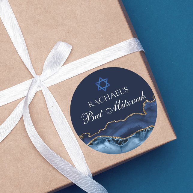 Adesivo Marinho Azul, Dourado Agate, Festa Personalizada d (Criador carregado)