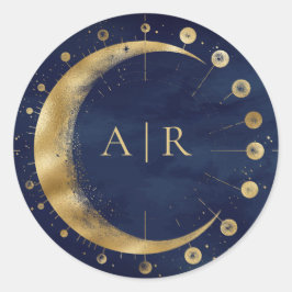 Adesivo Marinho Azul Dourado Crescente Invólucro da Lua