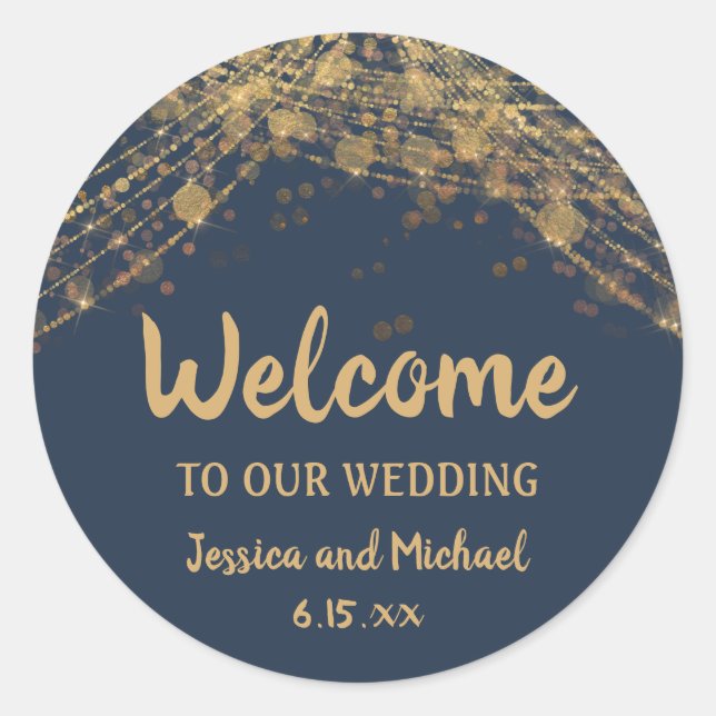 Adesivo Marinho Azul, Dourado, luzes redondas (Frente)