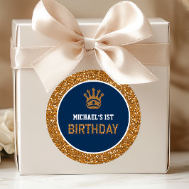 Adesivo Marinho Azul Dourado Príncipe Coroa Primeiro Anive