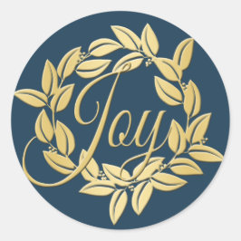 Adesivo Marinho Azul e Dourado Bay Leaf Joy Wreath