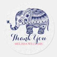 Marinho Azul Elefante Floral Obrigado