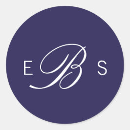 Adesivo Marinho Azul Elegante Monograma Vinhetas de Casame