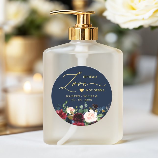 Adesivo Marinho Azul Floral Sanitizer Casado Favor (Criador carregado)