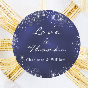 Adesivo Marinho azul obrigado prata você casamento