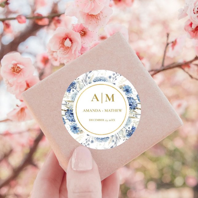 Adesivo Marinho Azul Primavera Floral Bloom Casamento (Criador carregado)