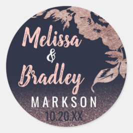 Adesivo Marinho Azul Rosa Dourado Casamento Floral com Gli