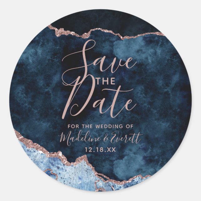 Adesivo Marinho Azul Rosa Dourado mármore de agate salvar  (Frente)