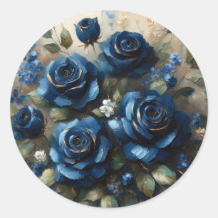Adesivo Marinho Azul Rosas Dourados Gilding Impressionist 