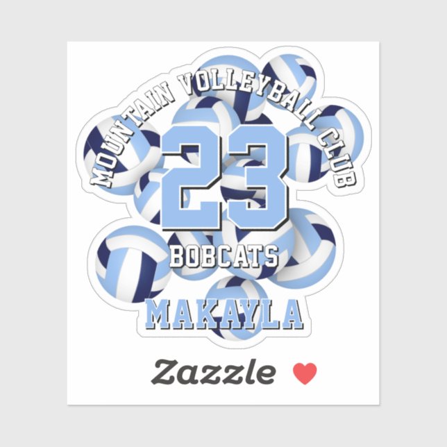 Adesivo marinho azul volleyball cluster w nome do atleta (Folha)