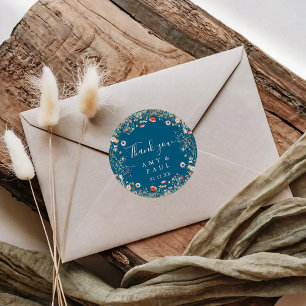 Adesivo Marinho Bliss Boho Wildflower Obrigado Favor do Ca