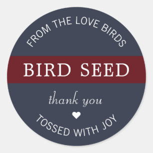 Adesivo Marinho Blue Burgundy Bird Seed Tosse Favor do Cas