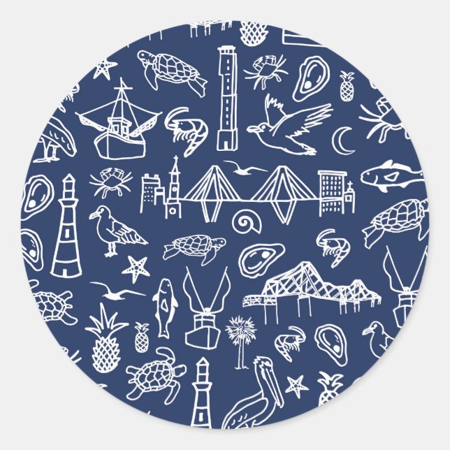 Adesivo Marinho Blue Charleston Toile Sticker (Frente)