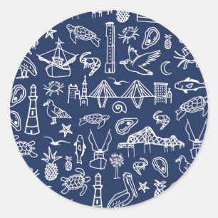 Adesivo Marinho Blue Charleston Toile Sticker