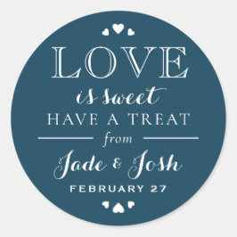 Adesivo Marinho Blue Hearts Love is Sweet Wedding Favor