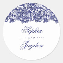 Marinho Blue Lace Elegant Weding