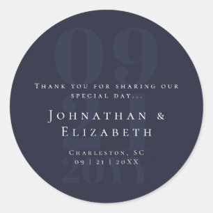 Adesivo Marinho Blue Minimalist Bold Type Weding Favor