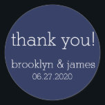 Adesivo Marinho Blue Modern Weds Stickers<br><div class="desc">Marinho azul moderno adesivos de casamento com texto personalizável</div>