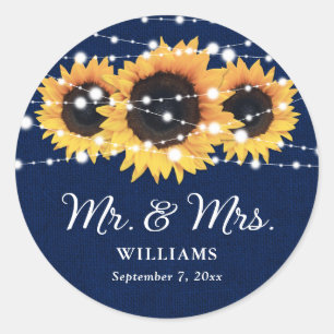 Adesivo Marinho Blue Mr e Sra. Sunflower Wedding Stickers