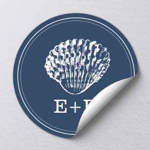 Adesivo Marinho Blue Seashell Beach Weding Favor