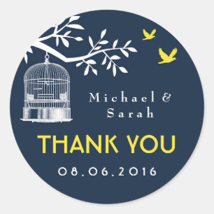 Adesivo Marinho Blue Vintage Bird Cage Sticker