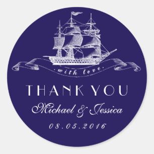 Adesivo Marinho Blue Vintage Ship Obrigado Vinhagem De Cas